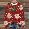 thumbnail image 2 of asdoklhq Shirts for Women Printing Blouses Long Sleeved Round Neck Pullover Fashionable Casual Top Red L, 2 of 5