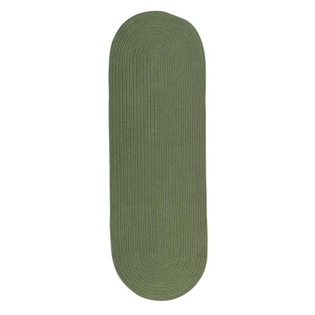 Colonial Mills Rug RV69R028X132 Reversible Flat-Braid Oval Braided Runner Moss Green - 2 ft. 4 in. x 11 ft.