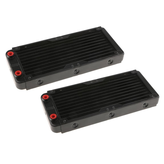 Pitycbo 2Pcs G1/4" Aluminum Heat Exchanger Radiator PC Computer CPU Water Cool 240mm
