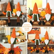 Ayieyill 2 Pack Fall Gnomes Handmade Thanksgiving Gnomes Plush Swedish Gnomes Fall Ornaments with Pumpkin Maple Leaves, Fall Decor Holiday Table Decorations Gifts