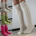 thumbnail image 3 of Outfmvch Wool Socks,Fuzzy Socks Crew Socks Cable Knitted Thigh High Boot Socks Extra Long Winter Stockings Over Knee Leg Ankle Socks Warm Socks Green One Size, 3 of 6