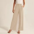 thumbnail image 2 of Women's Wide Leg High Waisted Dress Pants - Work/Business Casual, Flowy Trousers, Polyester/Spandex, Button Closure, Multiple Sizes, 2 of 5