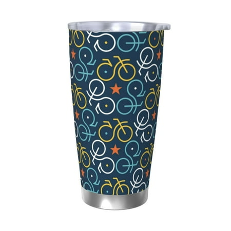 

Cauagu Bicycle Colorful Pattern 20oz Tumbler Stainless Steel Vacuum Insulated Tumbler with Lid Durable Insulated Coffee Mug Thermal Cup with Splash Proof Sliding Lid-Without Straw