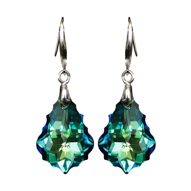 Fiudx Pendientes En Forma de Hoja, Elegante Diseño de Cristal, Deslumbrante Material de Aleación, Perfectos para Bodas, Banquetes o Uso Diario, Regalo para Ti o Tus Seres Queridos, Brillan En Cualqui