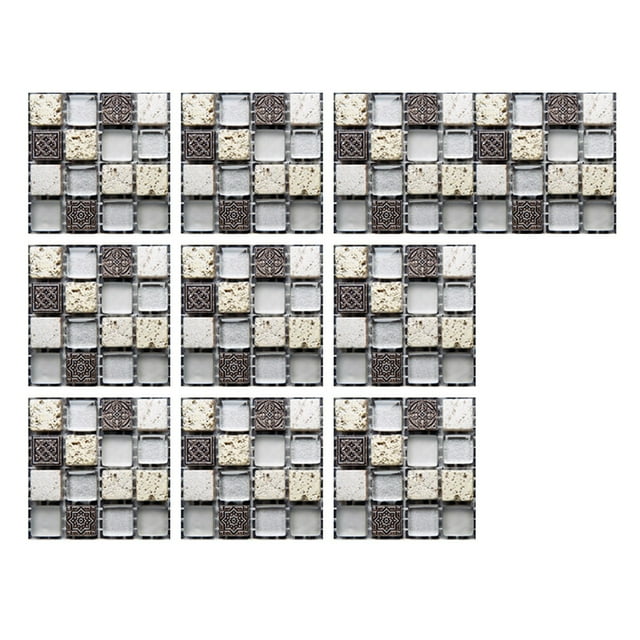 10 Pcs Autocollants Pelables et Adhésifs pour Carreaux de Céramique, Pâte 3D à Treillis, Pâte pour Carreaux de Céramique, Bricolage, Autocollants Muraux Auto-Adhésifs pour Chambre de Fille, Autocollants Muraux Tableau Noir, Décalque de Fleur Mural compatible avec Macramé, Suspension Murale pour Enfants