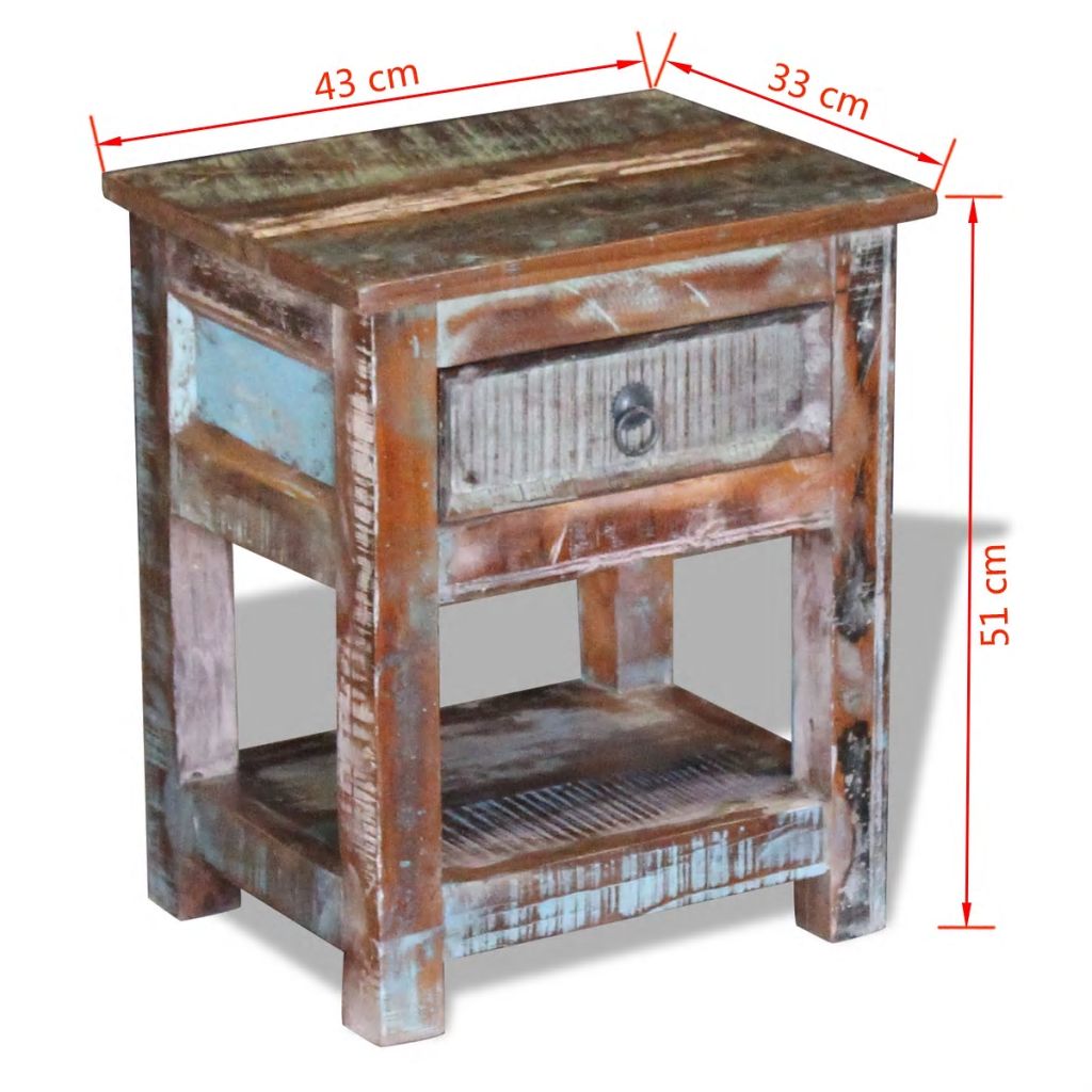 Kepooman Modern Rectangle Reclaimed Wood Side End Storage Stand with 1 Drawer, 17" x 13" x 20", Brown Kepooman Modern Rectangle Reclaimed Wood Side End Storage Stand with 1 Drawer, 17" x 13" x 20", Brown