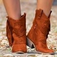 thumbnail image 4 of Bottes de Moto Gladiateur Style Bohème pour Femmes à Talon Bas Mi-Mollet, Bottes de Cowboy à Franges, Chaussures Printemps Automne, Bottes à Franges pour Femmes, 4 of 10