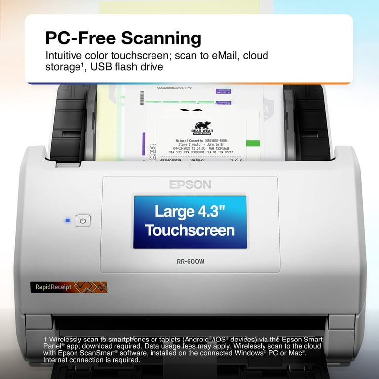 Epson RR-600W Wireless Duplex Scanner with Receipt Management, PDF