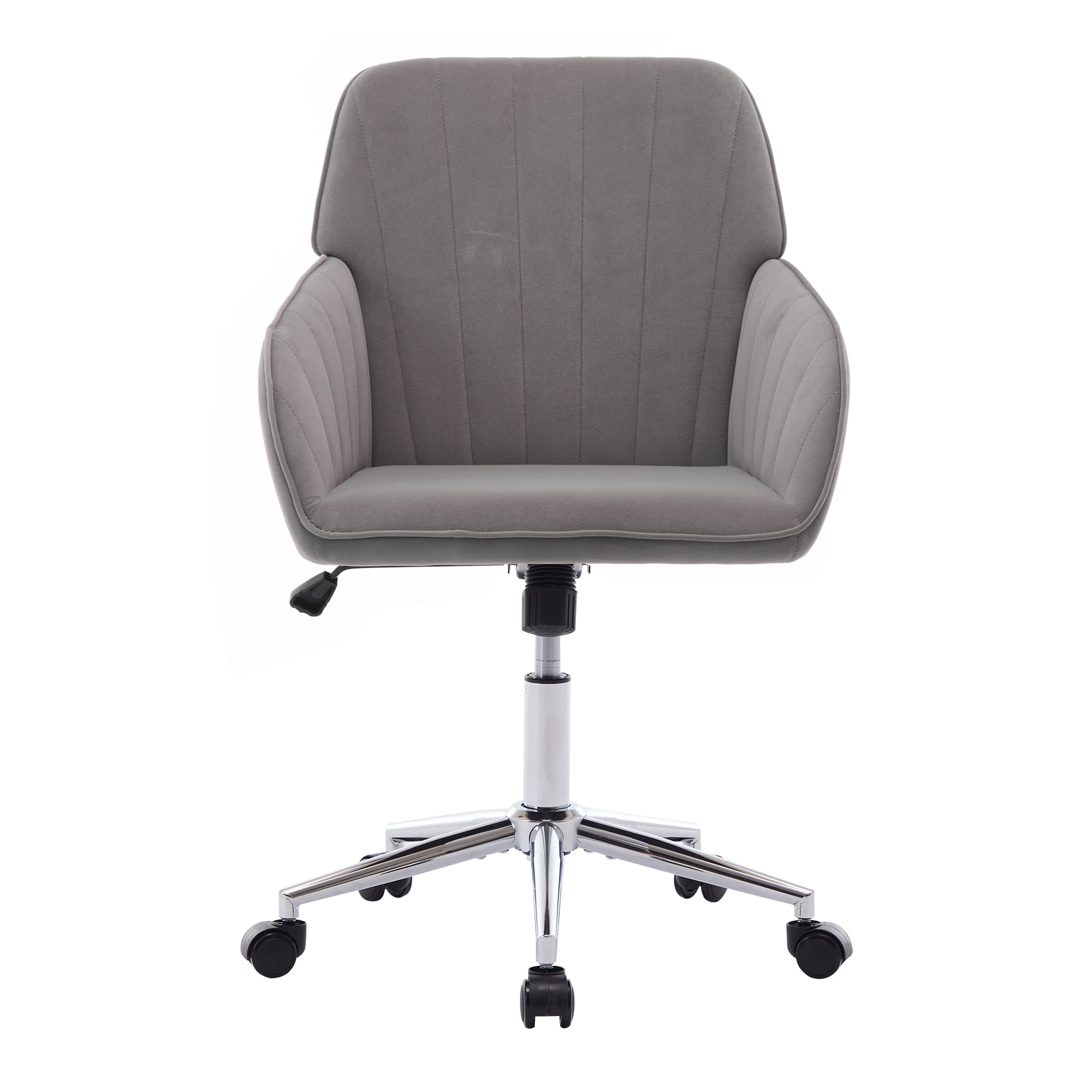 Ergonomic Office Chair with Adjustable Height，Velvet Swivel Desk Chair with Lumbar Support and Memory Foam Seat，Gray Home Office Chair for Long Sitting Comfort