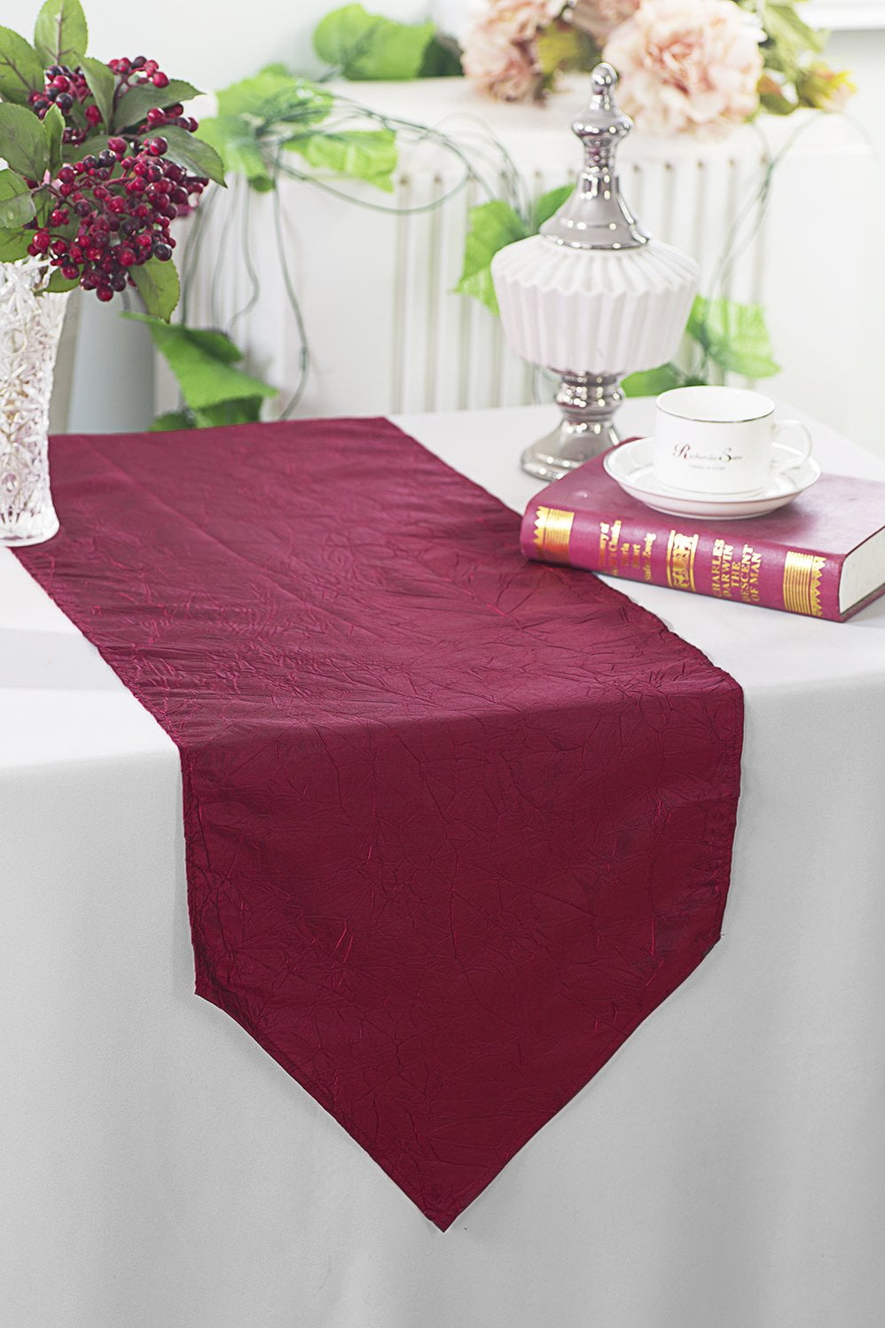 Red Table Runners Christmas Crushed Taffiter 