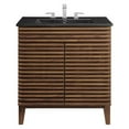thumbnail image 4 of Modway Render 30" Modern Wood/Ceramic Bathroom Vanity in Walnut/Black, 4 of 9