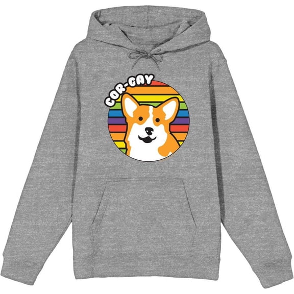 Pride Cor-Gay Adult Heather Gray Long Sleeve Hoodie-Medium