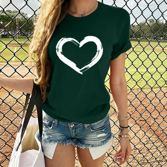hcuribad Valentine's Shirts for Women Womens Shirts t Shirts for Women Matching Shirts for Couples Womens Blouse Valentines Day Short Sleeve t Shirt Love Shirts Tops Gifts for Couples Army Green L