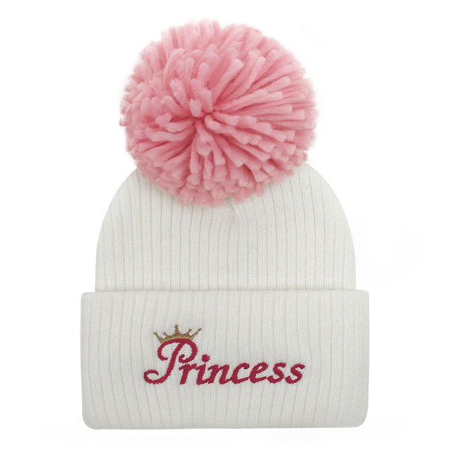 Gorro De Lana De Punto Para Niños, Gorro De Punto Grueso Cálido Para Invierno, Letras Bordadas, Gorro De Lana De Otoño Con Pompón Para Niños Y Niñas Noticed AP007938-04