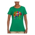 thumbnail image 2 of Wild Bobby, Colorful Painted Lip, Streetwear, Women Graphic Tee, Kelly, XX-Large, 2 of 5