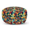 thumbnail image 1 of Crazy Colors Pouf Cover with Zipper, Crystal Reflection Art Polygonal Style Retrospective Pattern Illustration, Soft Decorative Fabric Unstuffed Case, 30" W X 17.3" L, Multicolor, by Ambesonne, 1 of 5