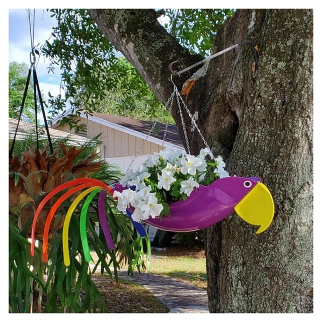 Hanging Flower Pots Flying Parrot and Rooster Shape for Home Garden Decoration Large E