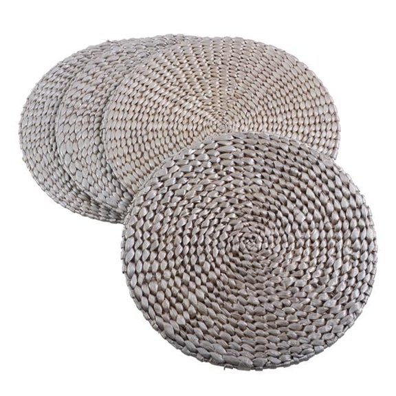 SARO  15 in. Round Woven Water Hyacinth Placemat  Gold - Set of 4