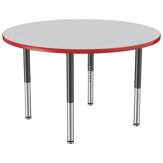 ECR4Kids 48in Round Everyday T-Mold Adjustable Activity Table Grey/Red/Black - Super Leg