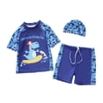 thumbnail image 2 of YDFCWXW Baby Toddler Boys Swim Set - 3 Piece Swim Trunks and Boys Rash Guard Short Sleeve Kids Swimwear with Swim Caps (Sky Blue, 3XL), 2 of 3