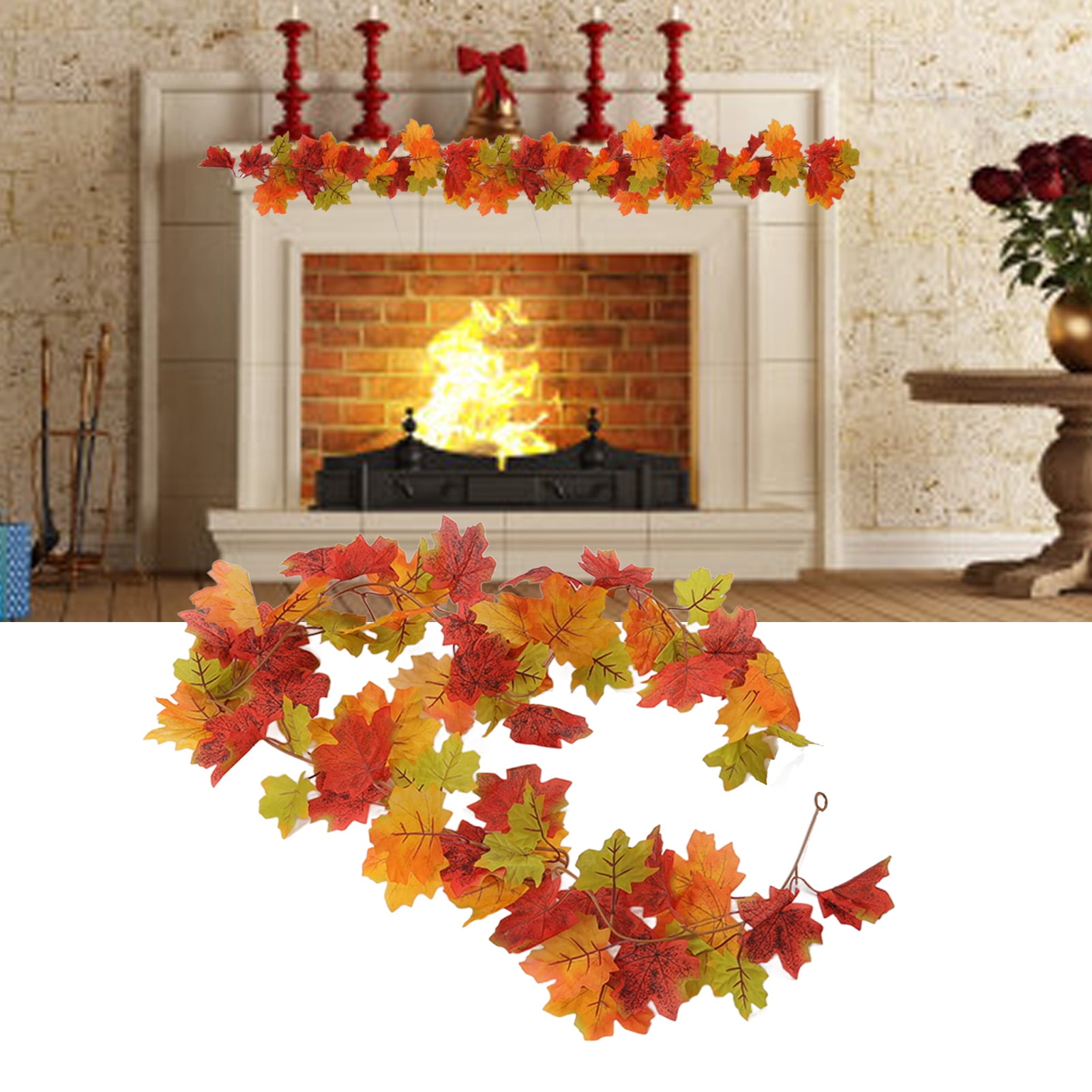 Maple Leaf Vine Decoration,Fall Hanging Vine Garland Artificial Maple Leaf  Garlanda for Decorating Your Indoor and Outdoor Simple Landscape Design 