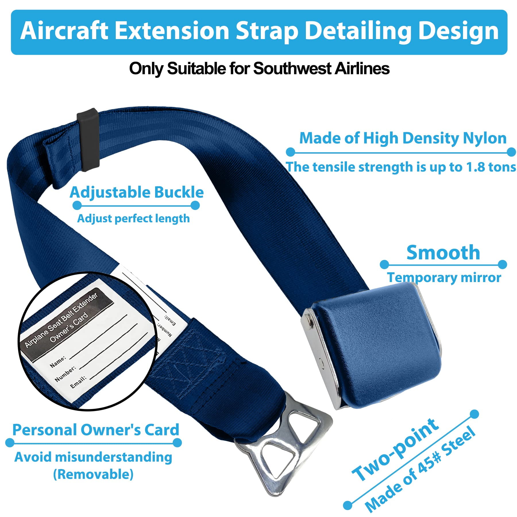  Airplane Seat Belt Extender Seatbelt Extension Adjuster 7-31  for all Airline including Southwest (Three in one) : Automotive