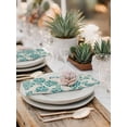 thumbnail image 5 of Teal Flowers Cloth Napkins Set of 6 Reusable Dinner Napkins, Vintage Ethnic Tribe Country Farmhouse Cocktail Napkin Washable Table Napkins for Wedding/Holiday Party/Baby Shower 20"x20", 5 of 7