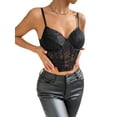 thumbnail image 2 of Liacowi Women Lace Camisole, Spaghetti Straps Backless See-through Bustier Irregular Hem Bralette, 2 of 6