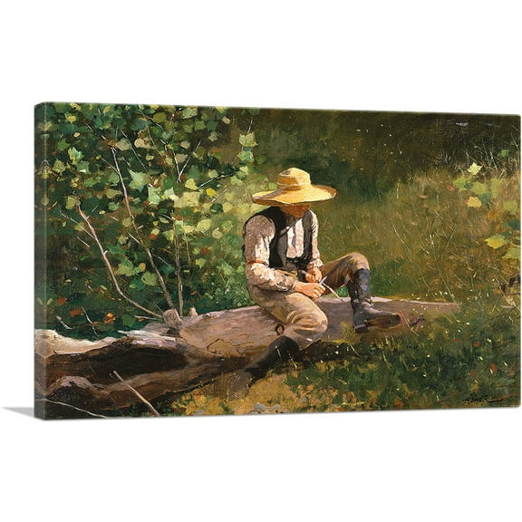 ARTCANVAS The Whittling Boy 1873 Canvas Art Print by Winslow Homer - Size: 26" x 18" (0.75" Deep)