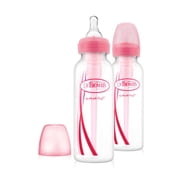 Options Narrow Neck Bottle With Level 1 Teat, 2 Pack (Pink) - 250mL