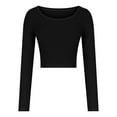 thumbnail image 5 of Plebaso Women's Crop Tops Ribbed Long Sleeve T Shirts Square Neck Slim Going out Shirts for Women, 5 of 7