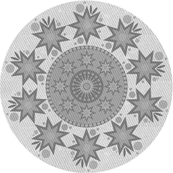 Ahgly Company Machine Washable Indoor Round Transitional Gunmetal Gray Area Rugs, 8' Round