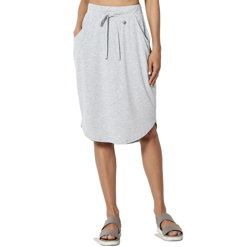 TheMogan TheMogan Women's Drawstring Elastic Waist Curved Hem Jersey