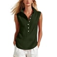 thumbnail image 2 of Noric Women's Cotton Linen Tank Tops Collared Button Up Casual Summer Loose Fit Sleeveless Tops, 2 of 8
