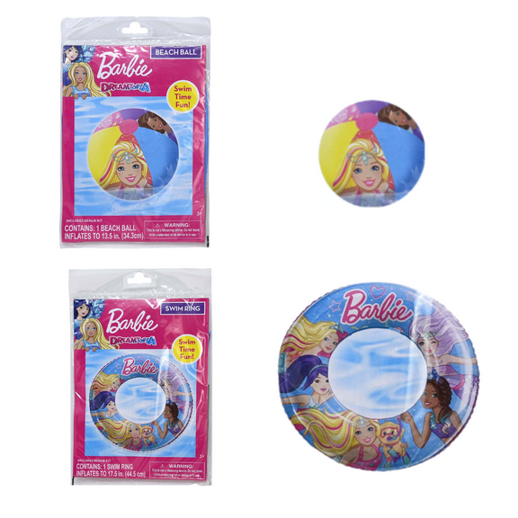 Barbie, Pool Set Swim Ring & Beach Ball Best Swim Set for Girls age 3 up
