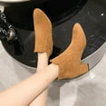 thumbnail image 5 of B91xZ Bottes pour Femmes Bout Carré Chelsea Bottes Talon Bas Bottines de Mode, Jaune 7, 5 of 5