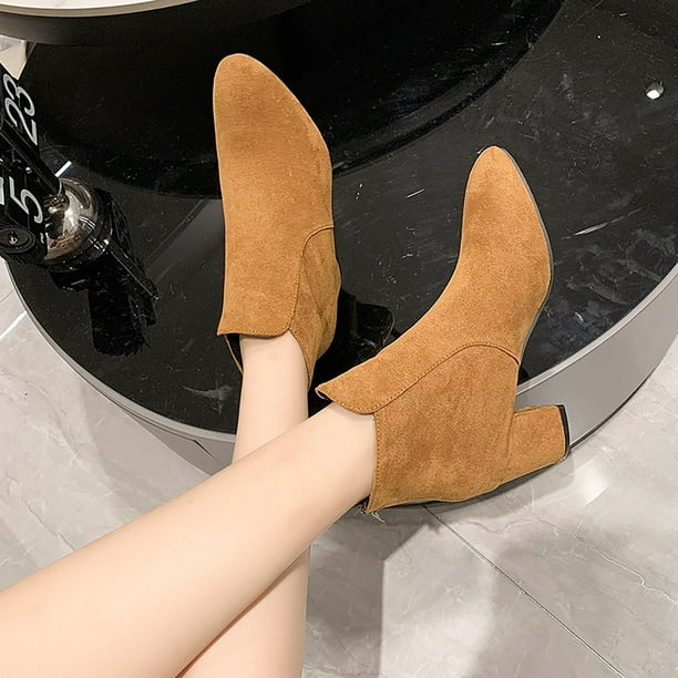 Botines De Mujer Joliss Con Punta Picuda - Mini Tacón De 4 Cm, Cierre De Cremallera, Material Sintético