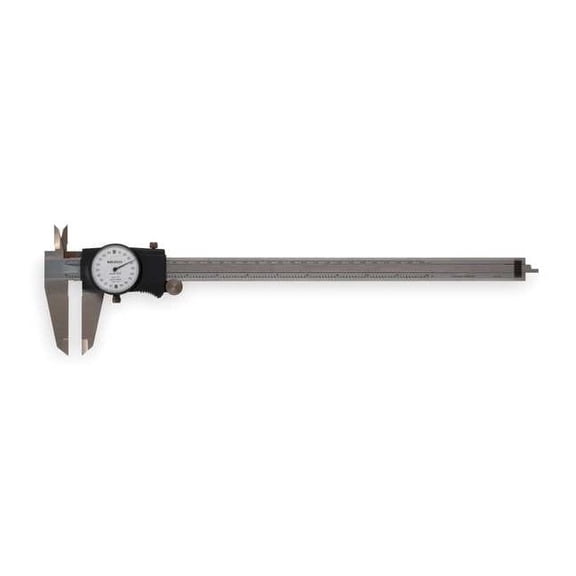 Mitutoyo Dial Caliper,12 In,0.200/Rev,White Face 505-749