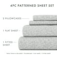 thumbnail image 4 of Noble Linens 4 Piece Pattern Microfiber Bed Sheets Set, Light Gray Chambray Style, Queen, 4 of 9