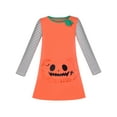thumbnail image 1 of Vestido Tipo Playera para Niñas Halloween Calabaza Bolsillo Grande Manga Larga 4 Años, 1 of 1