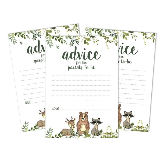 Inkdotpot 50Advice CardsNew ParentsFor Baby Shower Game Jungle Animals Party SuppliesGender Neutral Advice For New Mom & Dad