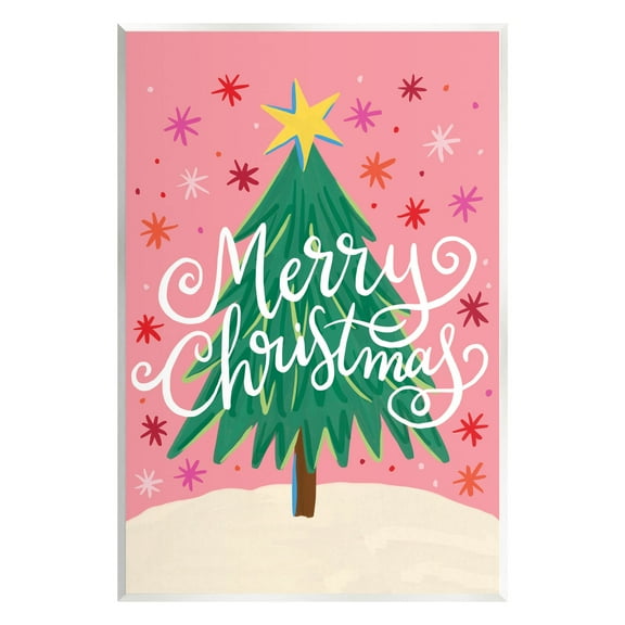 Merry Christmas Pink Starry Pattern Holiday Graphic Art Unframed Art Print Wall Art