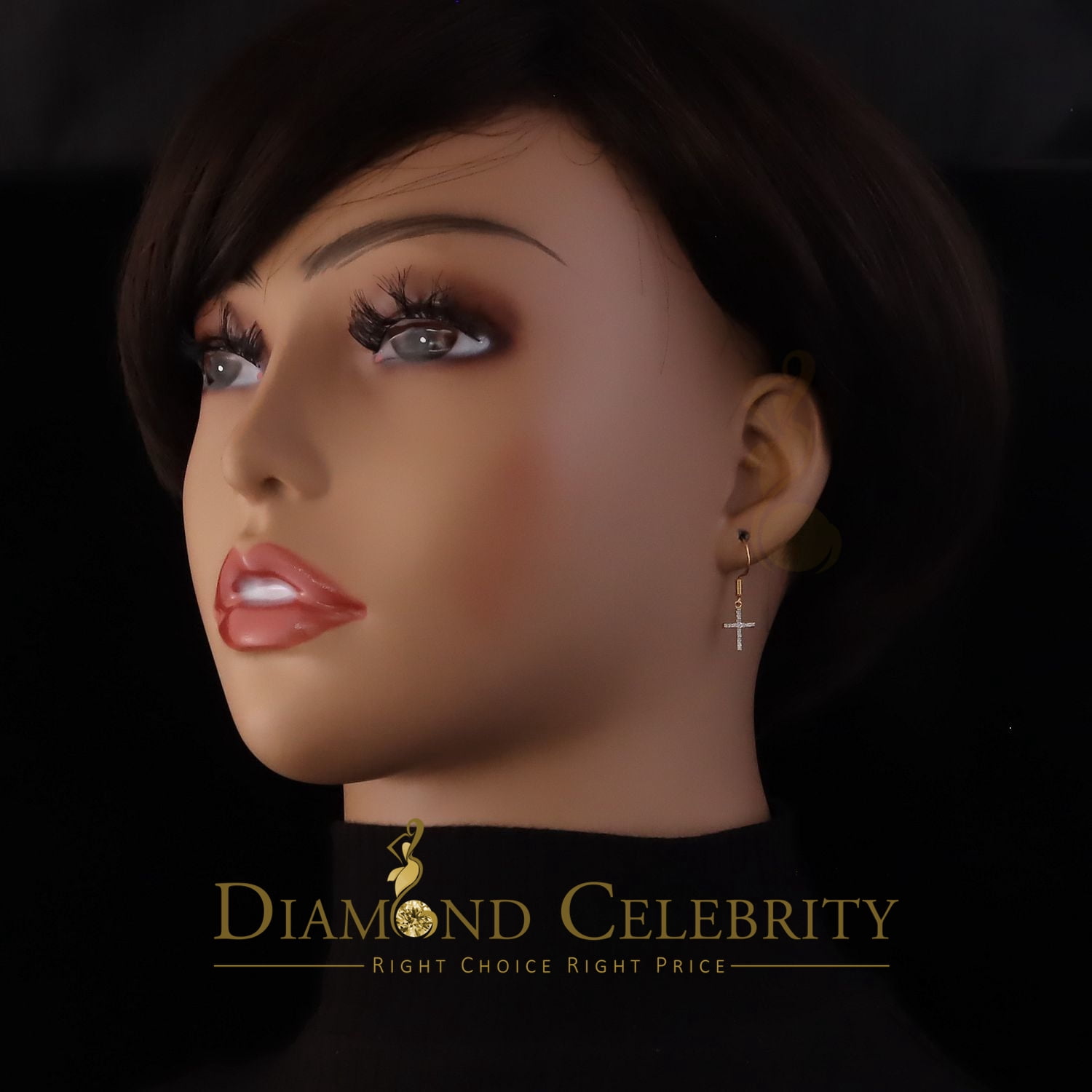 Diamond Celebrity's 0.15ct Diamond 925 Sterling Silver Yellow Dangling Stud Earring For Men / Women