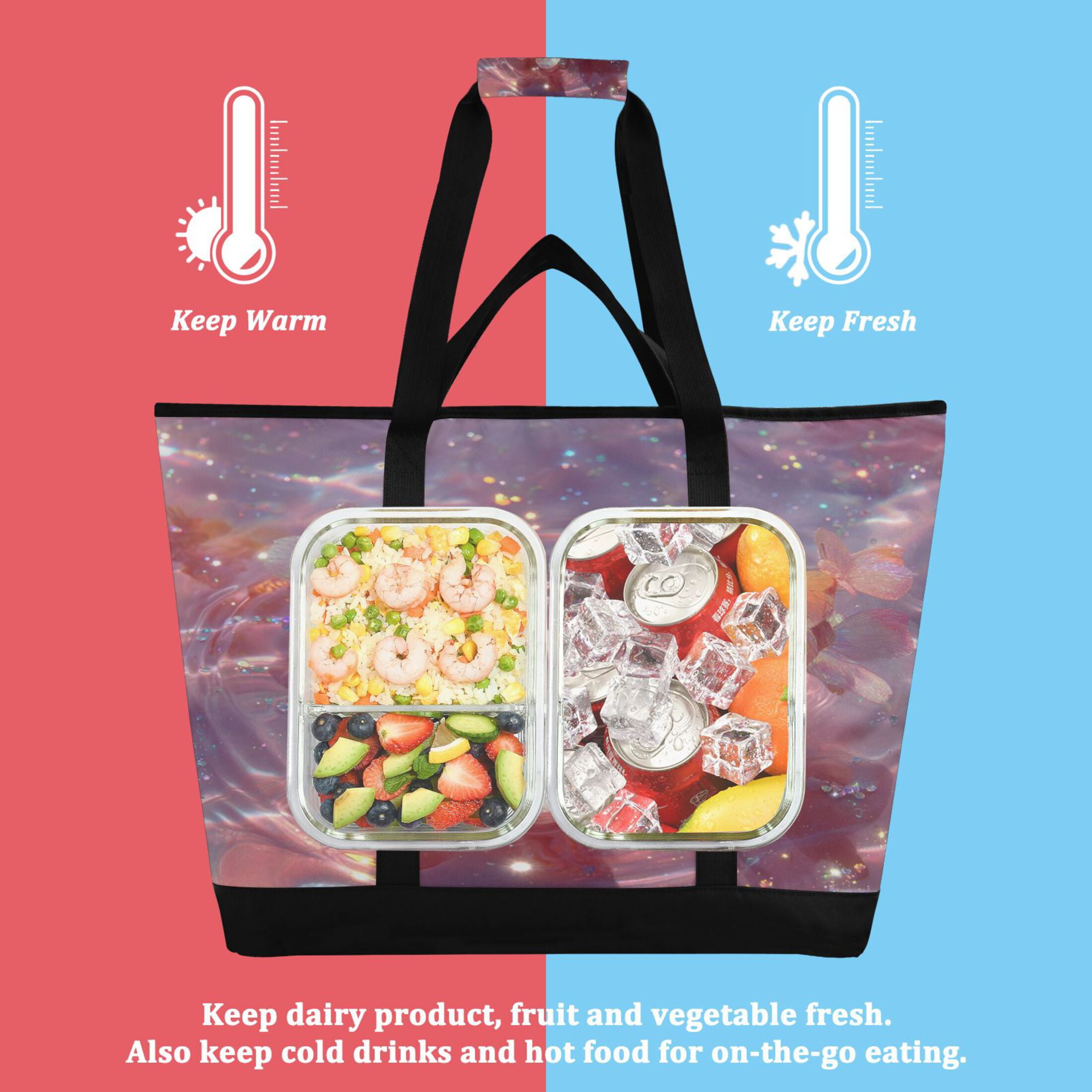 Large Hand-held Ice Pack Picnic Bag Insulation and Refrigeration Suitable for Shopping Picnics and Camping Dream Butterfly