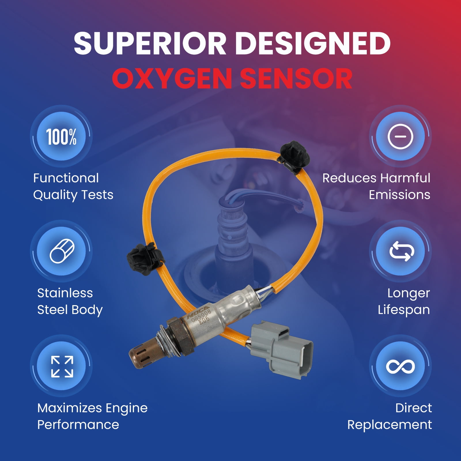 MOCA AUTOPARTS 234-4355 Downstream O2 Sensor Oxygen Sensor Fit for 2003-2006 Acura MDX 3.5L & 2003-2007 Honda Accord 3.0L & 2006-2008 Honda Ridgeline 3.5L