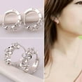 thumbnail image 5 of Ayyufe Women Shiny Rhinestone Flower Silver Plated Hoop Earrings Ear Clips for Party, 5 of 7