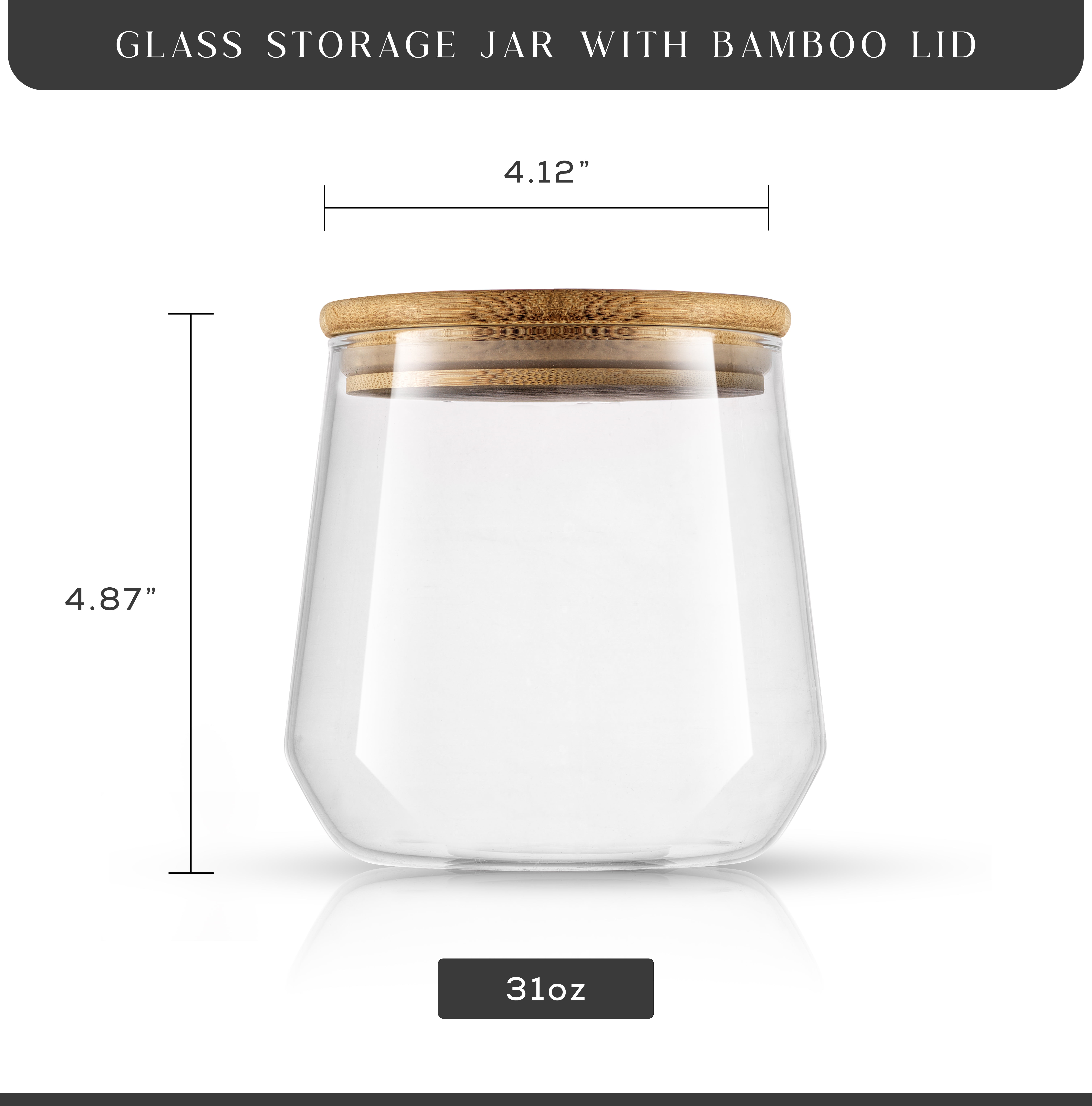 JoyJolt Glass Food Storage Jars Containers, Glass Storage Jar Bamboo Lids  Set of 6 Kitchen Glass Canisters