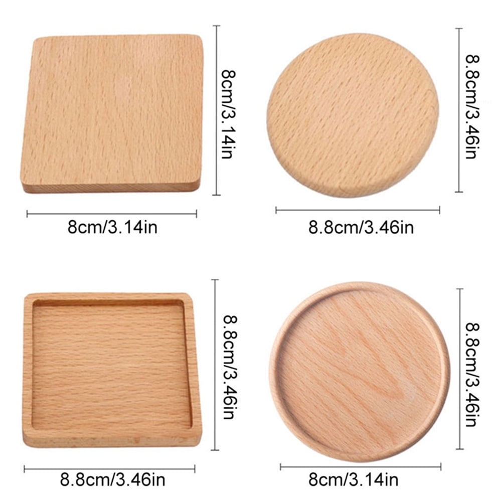 Wooden Coasters for Drinks - Walnut Dark Wood Coaster for Drinking Glasses,  Tabletop Protection for Any Table Type 
