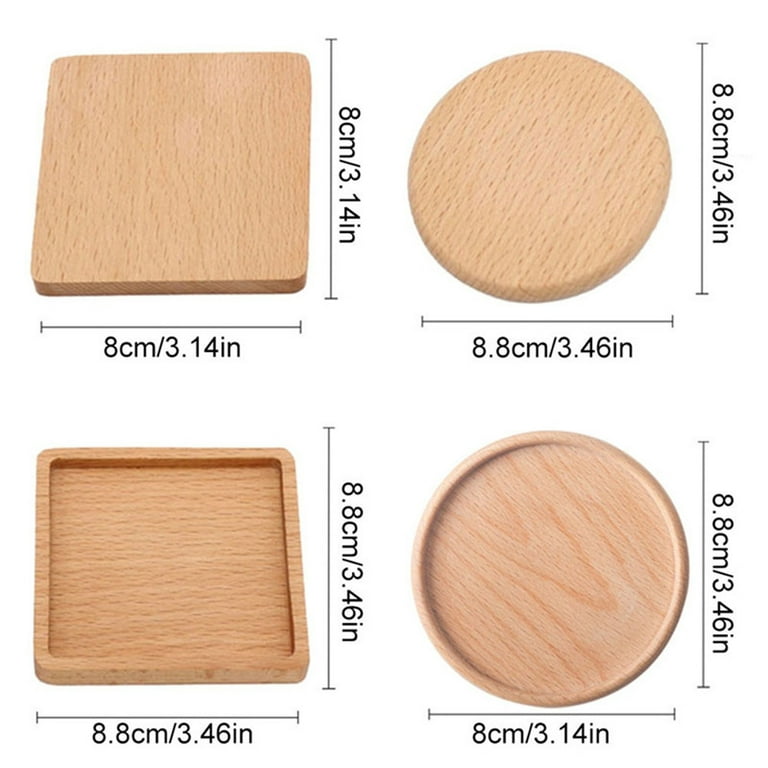 Wooden Coasters for Drinks - Walnut Dark Wood Coaster for Drinking Glasses, Tabletop Protection for Any Table Type, Black