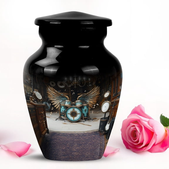 Black Drum Set small urns for human ashes keepsake - mini Funeral urn for human ashes 3 inch 1 pcs